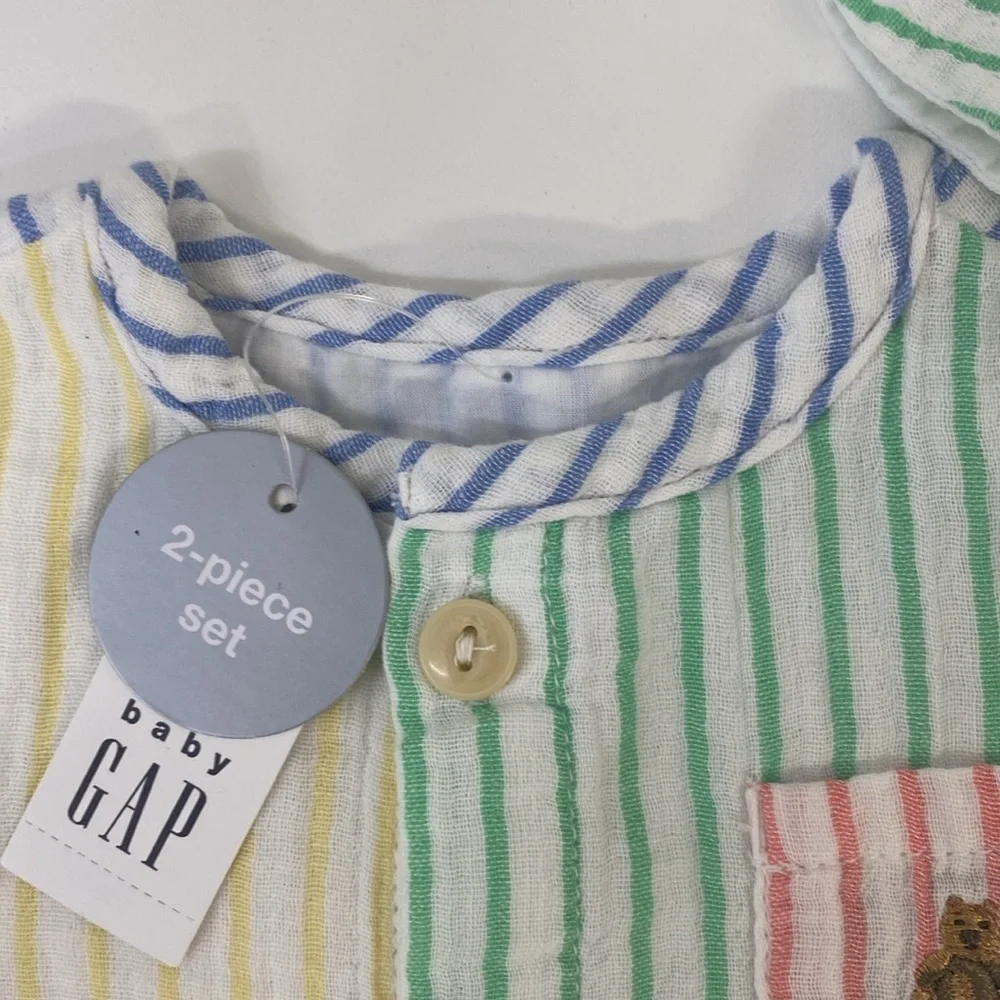 Gap Baby‎ Gauzy Crinkle Color bock Outfit Set 3-6 Months
